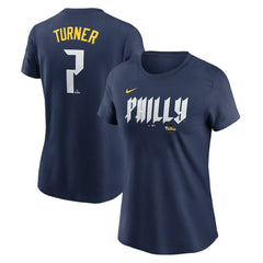 Trea Turner Philadelphia Phillies Nike Women's 2024 City Connect Fuse Player Name & Number T-Shirt - MLB