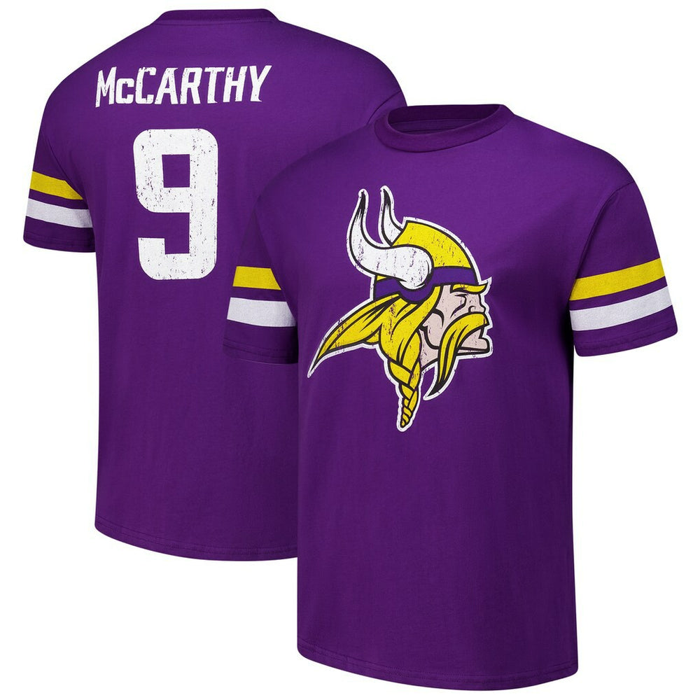 J.J. McCarthy Minnesota Vikings Majestic Threads Name & Number Oversized Fit T-Shirt Purple | NFL