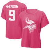 J.J. McCarthy Minnesota Vikings Majestic Threads Women's Name & Number T-Shirt Pink | NFL