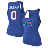 Keon Coleman Buffalo Bills Majestic Threads Women's Name & Number Tri-Blend Scoop Neck Tank Top Royal | NFL