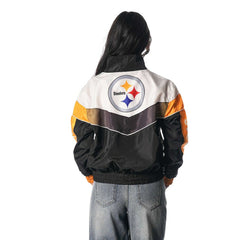 Pittsburgh Steelers The Wild Collective Women's 1/4 Zip Track Jacket Black | NFL