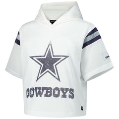 Dallas Cowboys The Wild Collective Women's Mesh Short Sleeve Hoodie T-Shirt White | NFL