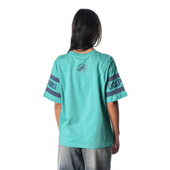 Miami Dolphins The Wild Collective Women's Drop Shoulder T-Shirt Aqua | NFL