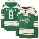 Alexander Ovechkin Washington Capitals '47 St. Patrick's Day Player Name & Number Lacer Pullover Hoodie - Kelly Green - NHL