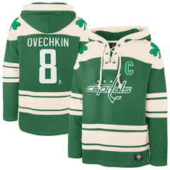 Alexander Ovechkin Washington Capitals '47 St. Patrick's Day Player Name & Number Lacer Pullover Hoodie - Kelly Green - NHL
