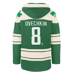 Alexander Ovechkin Washington Capitals '47 St. Patrick's Day Player Name & Number Lacer Pullover Hoodie - Kelly Green - NHL