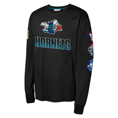 Charlotte Hornets Youth Hardwood Classic All Over Long Sleeve T-Shirt Black - NBA