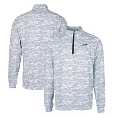 New York Jets Cutter & Buck Primary Logo Traverse Stretch Camo Print Eco Quarter-Zip Top Gray | NFL