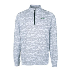 New York Jets Cutter & Buck Primary Logo Traverse Stretch Camo Print Eco Quarter-Zip Top Gray | NFL