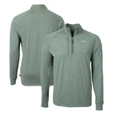 New York Jets Cutter & Buck Primary Logo Adapt Eco Knit Quarter-Zip Top Heather Green | NFL