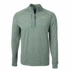 New York Jets Cutter & Buck Primary Logo Adapt Eco Knit Quarter-Zip Top Heather Green | NFL