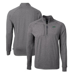 New York Jets Cutter & Buck Primary Logo Adapt Eco Knit Quarter-Zip Top Heather Black | NFL
