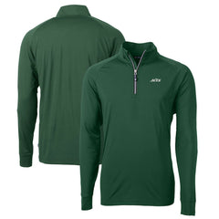New York Jets Cutter & Buck Primary Logo Adapt Eco Knit Stretch Recycled Quarter-Zip Top Hunter Green | NFL