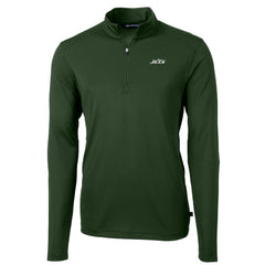 New York Jets Cutter & Buck Primary Logo Virtue Eco Pique Recycled Quarter-Zip Pullover Top Hunter Green | NFL
