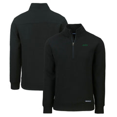 New York Jets Cutter & Buck Primary Logo Roam Eco Recycled Quarter-Zip Pullover Top Black | NFL