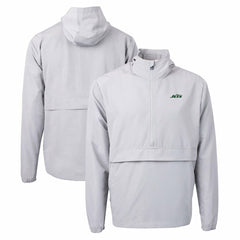 New York Jets Cutter & Buck Primary Logo Charter Eco Recycled Half-Zip Anorak Jacket Gray | NFL