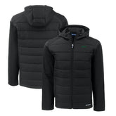 New York Jets Cutter & Buck Primary Logo Evoke Hybrid Eco Softshell Recycled Full-Zip Hooded Jacket Black | NFL