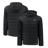 New York Jets Cutter & Buck Big & Tall Helmet Evoke Hybrid Eco Softshell Recycled Full-Zip Hoodie Jacket Black | NFL