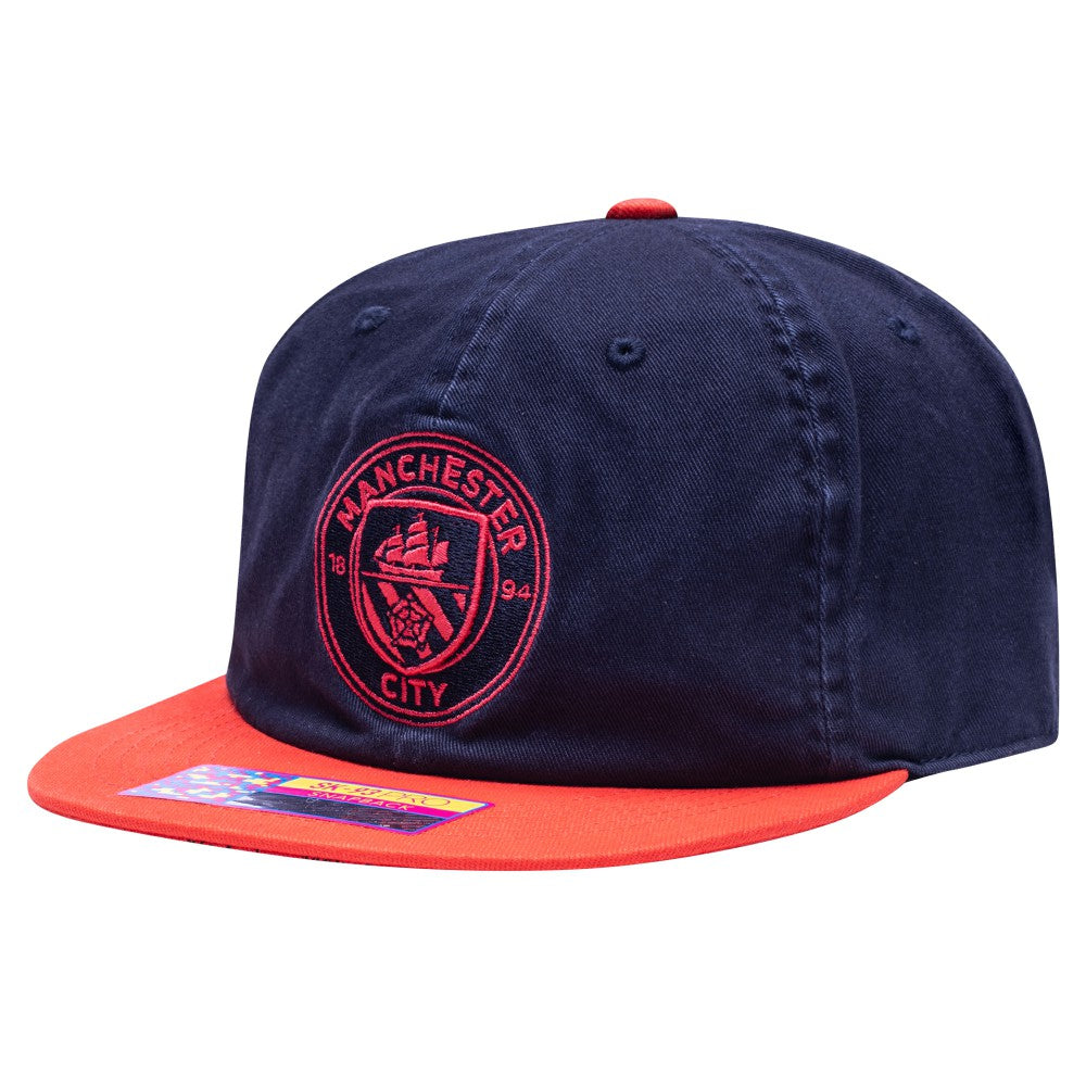 Manchester City Fan Ink Wander Snapback Hat Navy/Red - FIFA World CUP