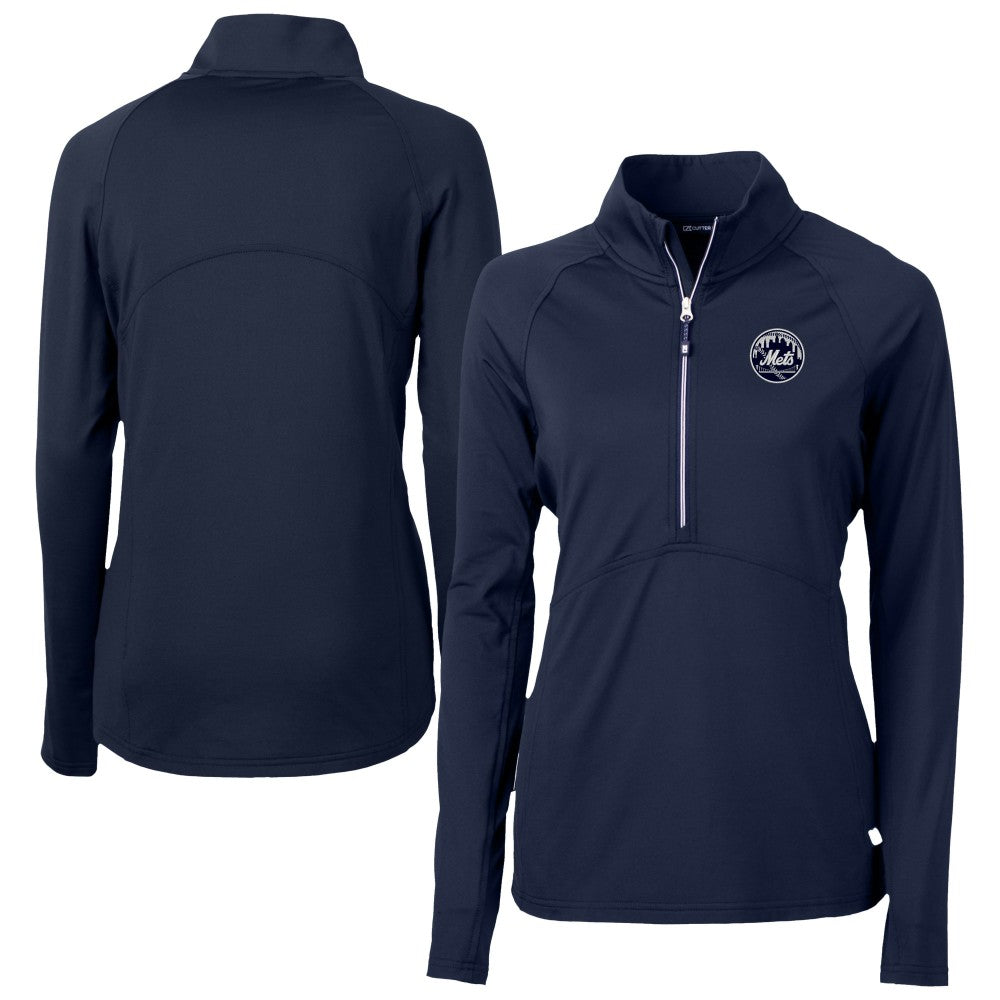 New York Mets Cutter & Buck Women's Adapt Eco Knit Stretch Recycled Half-Zip DryTec Top - MLB