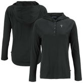 Texas Rangers Cutter & Buck Women's Coastline Epic Comfort Eco Recycled Raglan Long Sleeve Hoodie T-Shirt - MLB
