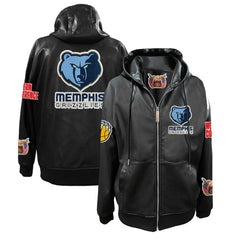 Memphis Grizzlies Jeff Hamilton Vegan Leather Full-Zip Hoodie Black - NBA