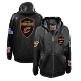 Cleveland Cavaliers Jeff Hamilton Vegan Leather Full-Zip Hoodie Black - NBA