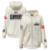 LA Clippers Jeff Hamilton Vegan Leather Full-Zip Hoodie White - NBA