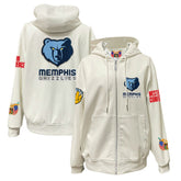 Memphis Grizzlies Jeff Hamilton Vegan Leather Full-Zip Hoodie White - NBA
