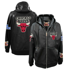Chicago Bulls Jeff Hamilton Vegan Leather Full-Zip Hoodie Black - NBA