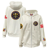 Denver Nuggets Jeff Hamilton Vegan Leather Full-Zip Hoodie White - NBA