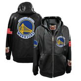 Golden State Warriors Jeff Hamilton Vegan Leather Full-Zip Hoodie Black - NBA