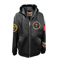 Denver Nuggets Jeff Hamilton Vegan Leather Full-Zip Hoodie Black - NBA