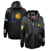 Indiana Pacers Jeff Hamilton Vegan Leather Full-Zip Hoodie Black - NBA