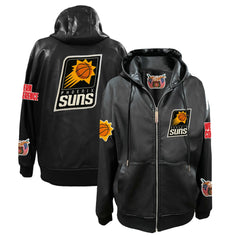 Phoenix Suns Jeff Hamilton Vegan Leather Full-Zip Hoodie Black - NBA