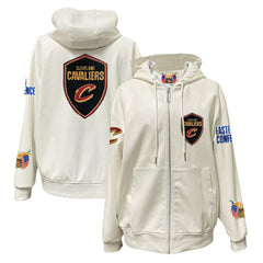 Cleveland Cavaliers Jeff Hamilton Vegan Leather Full-Zip Hoodie White - NBA