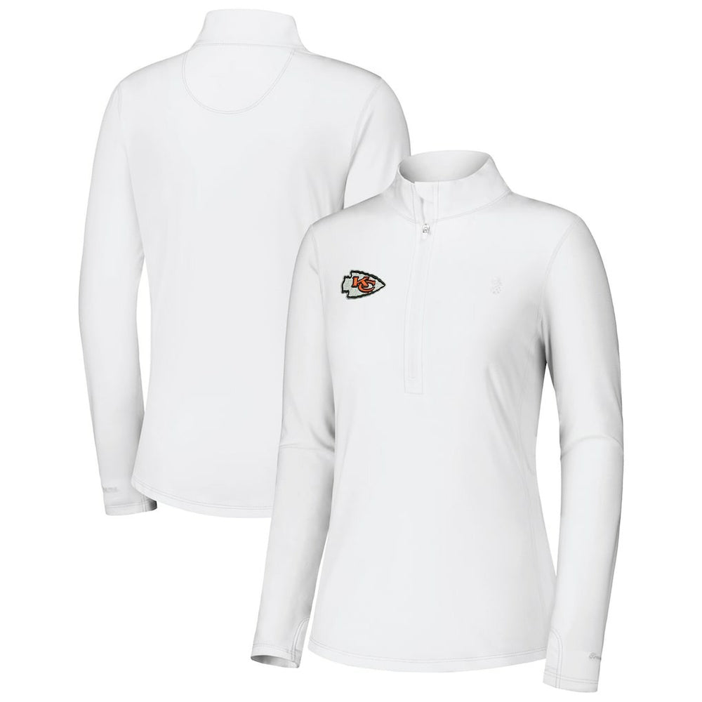 Kansas City Chiefs Women's Sport Playa Vista IslandZone Quarter-Zip Jacket White | Tommy Bahama