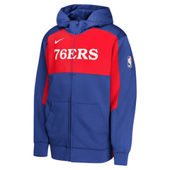 Philadelphia 76ers Youth Authentic On-Court Showtime Performance Full-Zip Hoodie Royal/Red - NBA