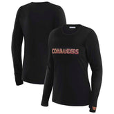 Washington Commanders WEAR by Erin Andrews x Gracie Hunt Women's Mesh Panel Long Sleeve T-Shirt Black | NFL