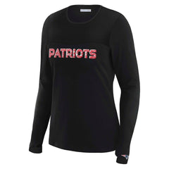New England Patriots WEAR by Erin Andrews x Gracie Hunt Women's Mesh Panel Long Sleeve T-Shirt Black | NFL