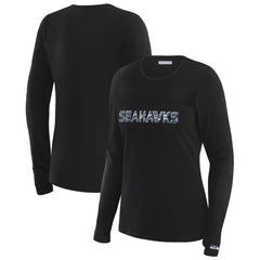 Seattle Seahawks WEAR by Erin Andrews x Gracie Hunt Women's Mesh Panel Long Sleeve T-Shirt Black | NFL