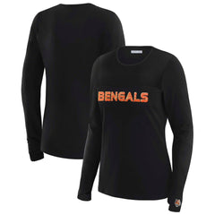 Cincinnati Bengals WEAR by Erin Andrews x Gracie Hunt Women's Mesh Panel Long Sleeve T-Shirt Black | NFL