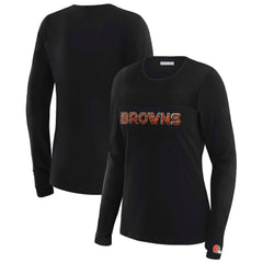 Cleveland Browns WEAR by Erin Andrews x Gracie Hunt Women's Mesh Panel Long Sleeve T-Shirt Black | NFL