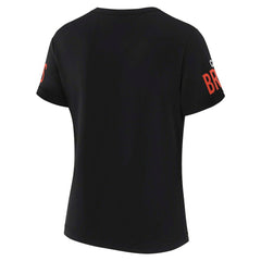 Cleveland Browns WEAR by Erin Andrews x Gracie Hunt Women's Draft Me Lace-Up T-Shirt Black | NFL