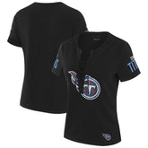 Tennessee Titans WEAR by Erin Andrews x Gracie Hunt Women's Draft Me Lace-Up T-Shirt Black | NFL