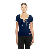 Atlanta Braves New Era Women's Throwback Lace Up T-Shirt - MLB