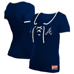 Atlanta Braves New Era Women's Throwback Lace Up T-Shirt - MLB
