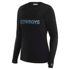 Dallas Cowboys WEAR by Erin Andrews x Gracie Hunt Women's Mesh Panel Long Sleeve T-Shirt Black | NFL