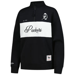 Green Bay Packers Women's Quarter-Zip Jacket Black | Mitchell & Ness