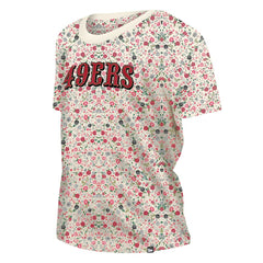 San Francisco 49ers New Era Women's Glam Game Floral Scoop Neck T-Shirt Cream | NFL